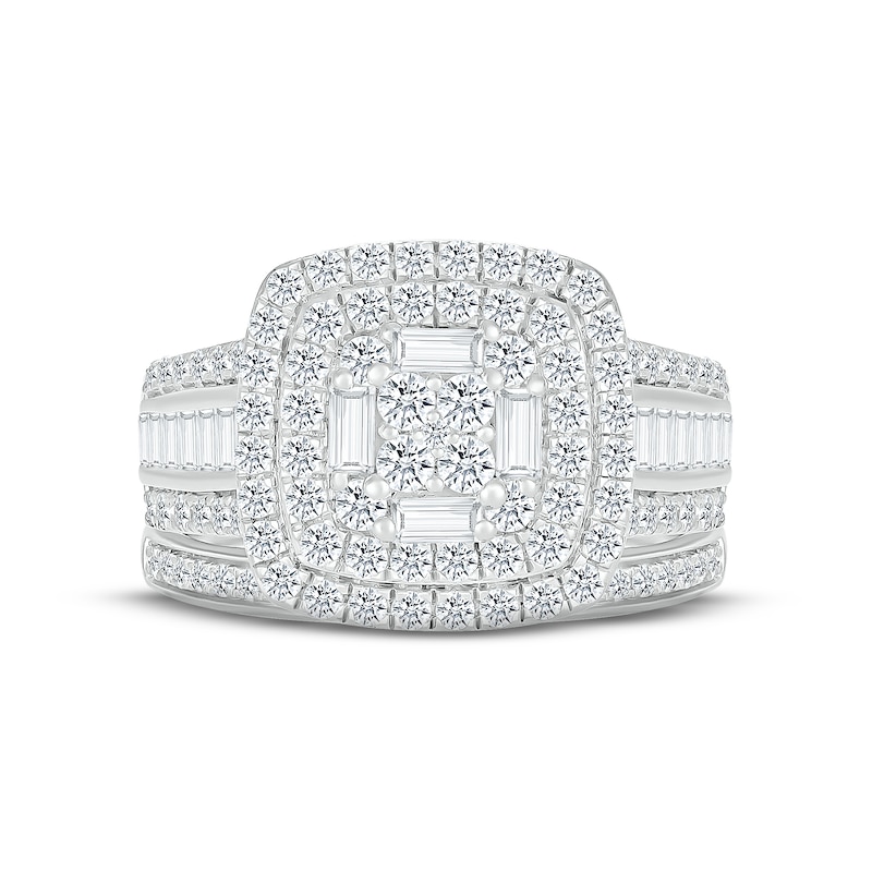 Main Image 2 of Multi-Diamond Center Bridal Set 1-1/2 ct tw Round & Baguette-cut 10K White Gold
