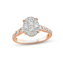 XO from KAY Multi-Diamond Center Engagement Ring 1 ct tw Round-cut 14K Rose Gold