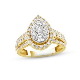 XO from KAY Multi-Diamond Center Engagement Ring 1-1/3 ct tw Round-cut 14K Yellow Gold