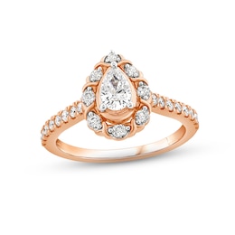 XO, from KAY Diamond Halo Engagement Ring 7/8 ct tw Pear & Round-cut 14K Rose Gold