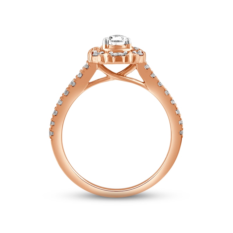 XO from KAY Diamond Halo Engagement Ring 7/8 ct tw Pear & Round-cut 14K Rose Gold
