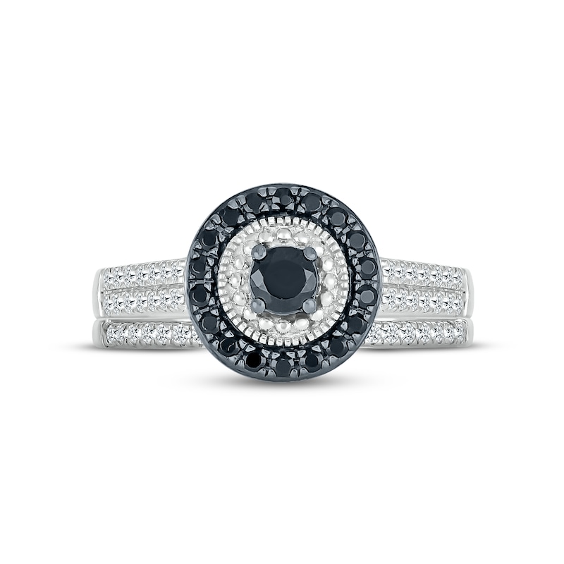 Main Image 2 of Black & White Diamond Bridal Set 1/2 ct tw Round-cut 10K White Gold