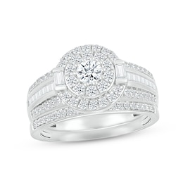 Diamond Bridal Set 1 ct tw Round & Baguette-cut 10K White Gold