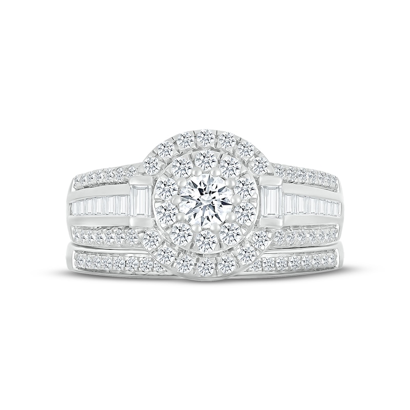 Main Image 2 of Diamond Bridal Set 1 ct tw Round & Baguette-cut 10K White Gold