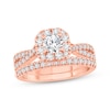 Thumbnail Image 0 of Round-Cut Diamond Cushion Halo Bridal Set 1-1/4 ct tw 14K Rose Gold