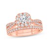 Thumbnail Image 0 of Round-Cut Diamond Cushion Halo Bridal Set 1-1/4 ct tw 14K Rose Gold