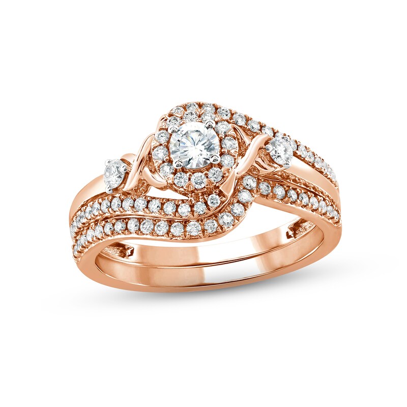 Main Image 1 of XO from KAY Diamond Bridal Set 5/8 ct tw Round-cut 14K Rose Gold