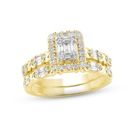 XO, from KAY Multi-Diamond Center Bridal Set 5/8 ct tw Baguette & Round-cut 14K Yellow Gold
