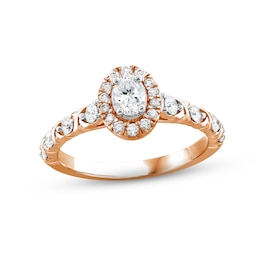 XO from KAY Diamond Halo Engagement Ring 5/8 ct tw Oval & Round-cut 14K Rose Gold