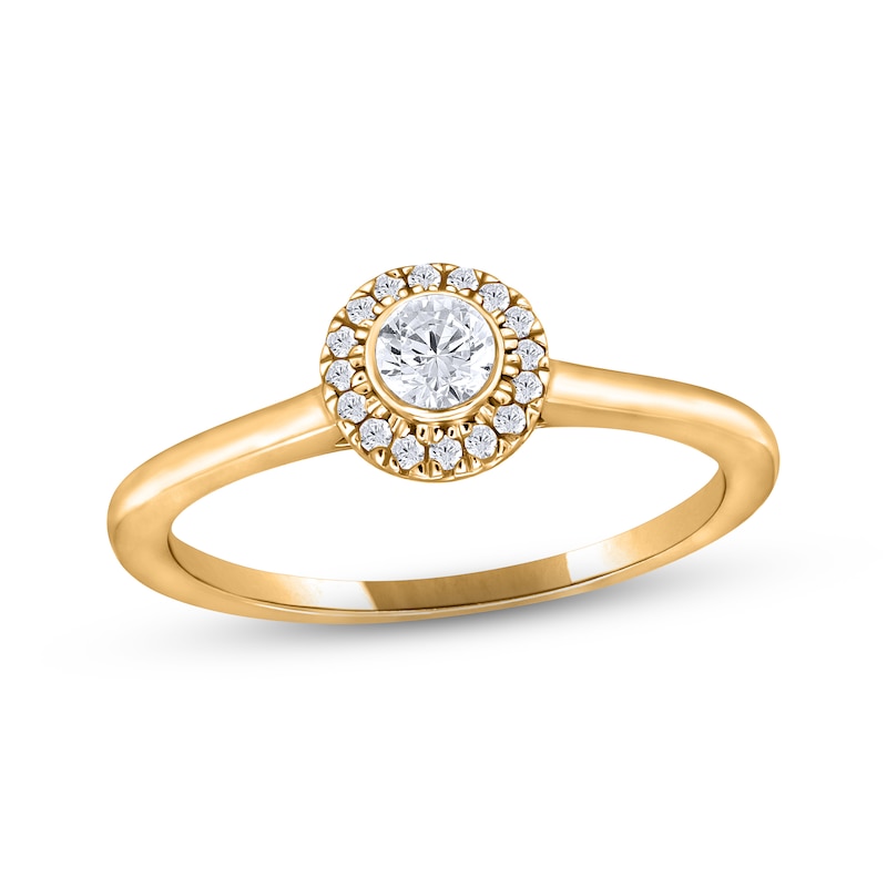 Adrianna Papell Diamond Bezel Engagement Ring 1/6 ct tw Round-cut 14K Yellow Gold