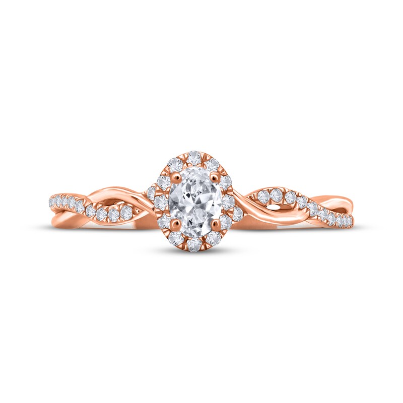 Adrianna Papell Diamond Engagement Ring 1/3 ct tw Oval & Round-cut 14K Rose Gold
