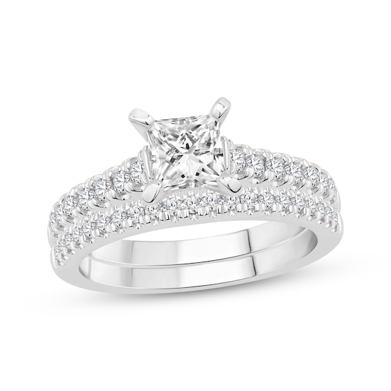 Adore Certified Princess-Cut Ideal Diamond Bridal Set 1-1/6 ct tw 14K White Gold