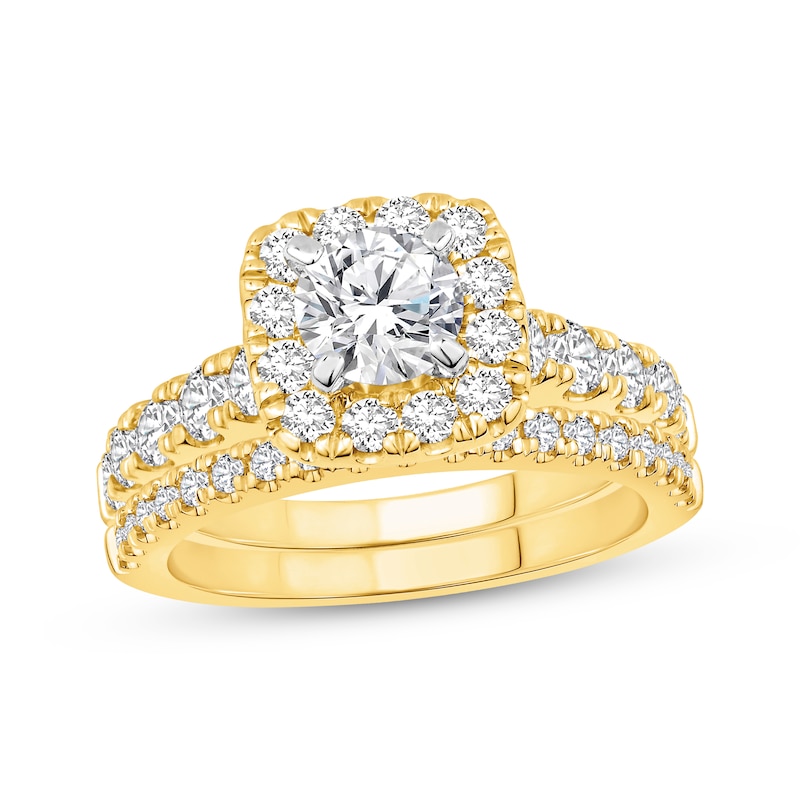 Main Image 1 of Adore Certified Round-Cut Ideal Diamond Halo Bridal Set 2-1/5 ct tw 14K Two-Tone Gold