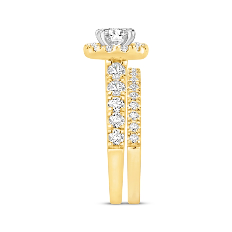 Main Image 2 of Adore Certified Round-Cut Ideal Diamond Halo Bridal Set 2-1/5 ct tw 14K Two-Tone Gold