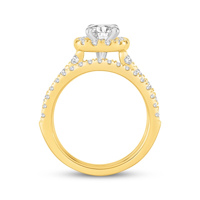 Main Image 3 of Adore Certified Round-Cut Ideal Diamond Halo Bridal Set 2-1/5 ct tw 14K Two-Tone Gold