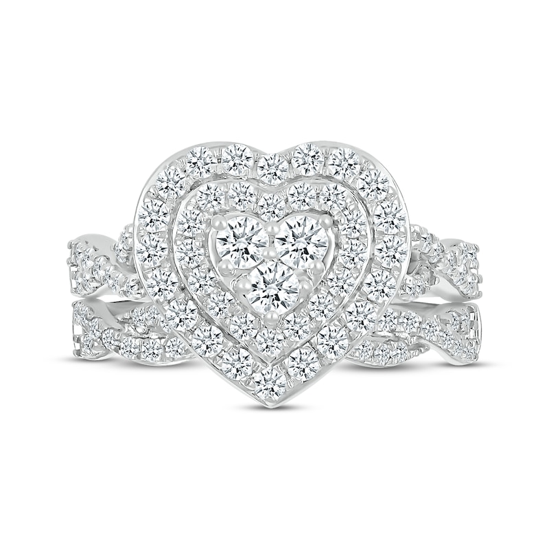 Main Image 2 of Multi-Diamond Center Heart Twist Bridal Set 1-1/5 ct tw 10K White Gold