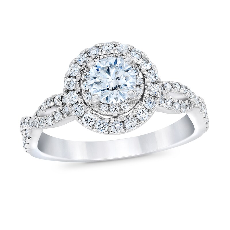 Main Image 1 of Royal Asscher Madeleine Diamond Engagement Ring 1 ct tw Round 14K White Gold