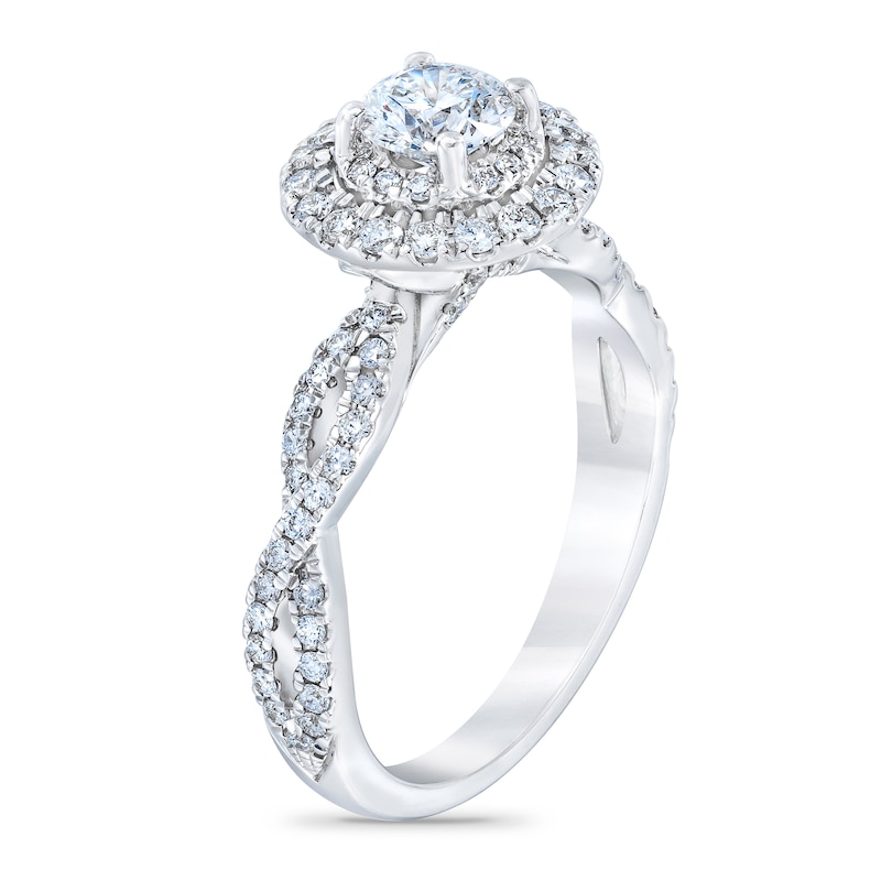 Royal Asscher Madeleine Diamond Engagement Ring 1 ct tw Round 14K White Gold
