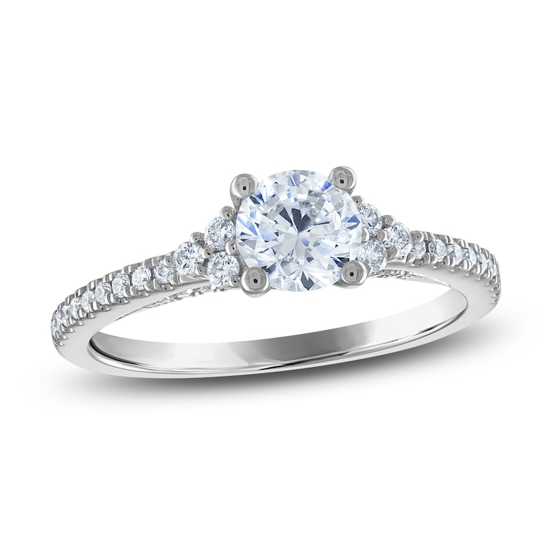 Royal Asscher Diamond Engagement Ring 1 ct tw Round 14K White Gold