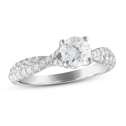 Royal Asscher Amalia Diamond Engagement Ring 1-1/5 ct tw Round 14K White Gold