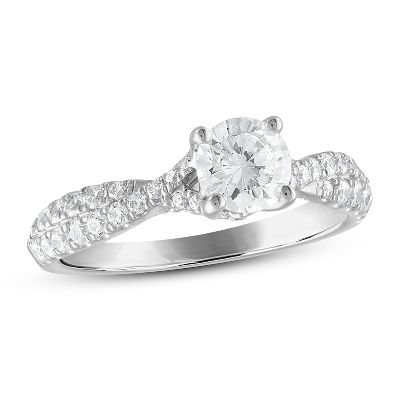 Main Image 1 of Royal Asscher Amalia Diamond Engagement Ring 1-1/5 ct tw Round 14K White Gold