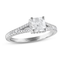 Royal Asscher Joanna Diamond Engagement Ring 1-1/3 ct tw Asscher & Round-cut 14K White Gold