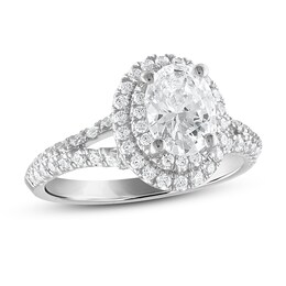 Royal Asscher Kaila Diamond Engagement Ring 1-5/8 ct tw Oval & Round-cut 14K White Gold
