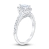 Thumbnail Image 1 of Royal Asscher Diamond Engagement Ring 1-1/4 ct tw Pear-shaped, Round & Baguette-cut 14K White Gold