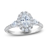 Thumbnail Image 0 of Royal Asscher Diamond Engagement Ring 1-1/4 ct tw Oval, Round & Pear-shaped-cut 14K White Gold