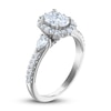 Thumbnail Image 1 of Royal Asscher Diamond Engagement Ring 1-1/4 ct tw Oval, Round & Pear-shaped-cut 14K White Gold