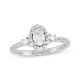 Adore Multi-Shape Oval, Round & Pear Shaped Diamond Halo Engagement Ring 1 ct tw 14K White Gold