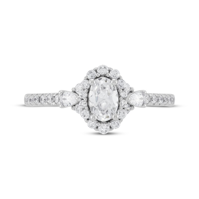 Main Image 3 of Adore Multi-Shape Oval, Round & Pear Shaped Diamond Halo Engagement Ring 1 ct tw 14K White Gold