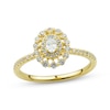 Oval & Round-Cut Diamond Halo Engagement Ring 1/2 ct tw 14K Yellow Gold
