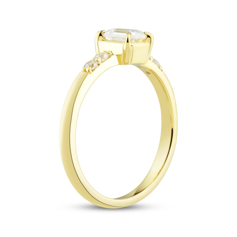 Main Image 2 of Adore Emerald & Round-Cut Diamond Engagement Ring 1/2 ct tw 14K Yellow Gold