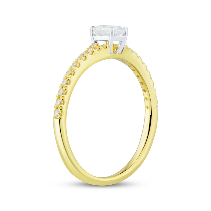 Emerald & Round-Cut Diamond Engagement Ring 1/2 ct tw 14K Yellow Gold