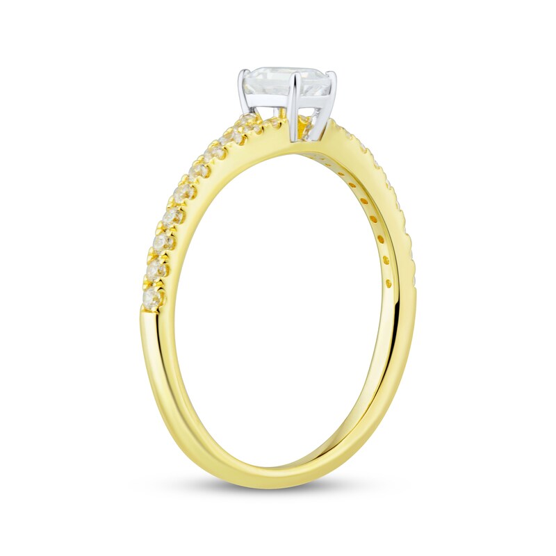 Main Image 2 of Adore Emerald & Round-Cut Diamond Engagement Ring 1/2 ct tw 14K Yellow Gold