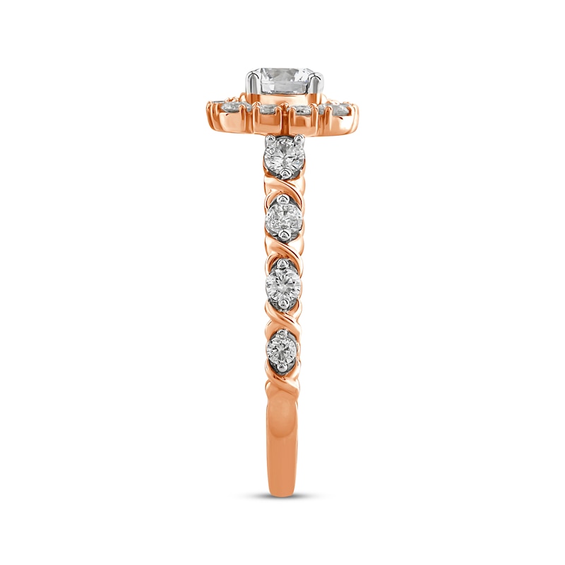 Main Image 2 of XO from KAY Round-Cut Diamond Cushion-Shaped Halo Engagement Ring 1 ct 14K Rose Gold