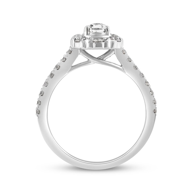 XO from KAY Pear-Shaped & Round-Cut Diamond Halo Engagement Ring 7/8 ct tw 14K White Gold