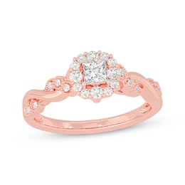 Adore Princess-Cut Diamond Twist Shank Engagement Ring 1/2 ct tw 14K Rose Gold