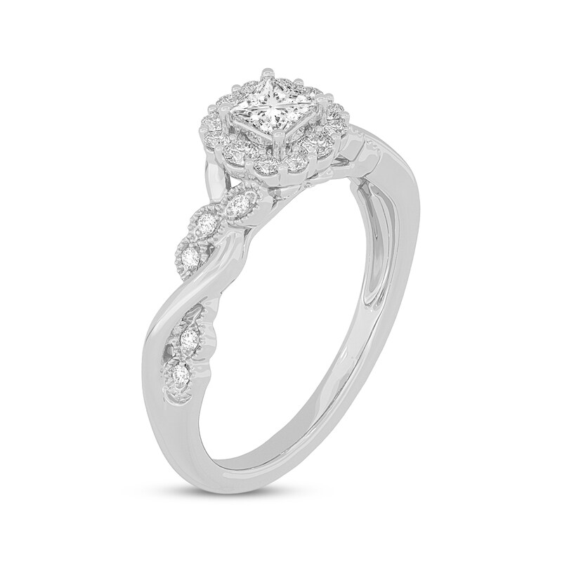 Main Image 2 of Adore Princess-Cut Diamond Twist Shank Engagement Ring 1/2 ct tw 14K White Gold