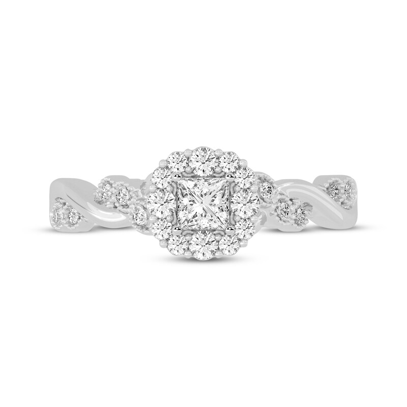 Main Image 3 of Adore Princess-Cut Diamond Twist Shank Engagement Ring 1/2 ct tw 14K White Gold
