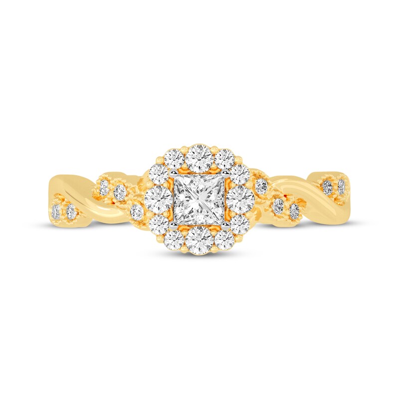 Main Image 3 of Adore Princess-Cut Diamond Twist Shank Engagement Ring 1/2 ct tw 14K Yellow Gold