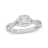Thumbnail Image 1 of Adore Princess-Cut Diamond Cushion Halo Frame Engagement Ring 1/2 ct tw 14K White Gold