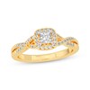 Thumbnail Image 1 of Adore Princess-Cut Diamond Cushion Halo Frame Engagement Ring 1/2 ct tw 14K Yellow Gold