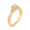 Thumbnail Image 2 of Adore Princess-Cut Diamond Cushion Halo Frame Engagement Ring 1/2 ct tw 14K Yellow Gold