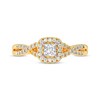 Thumbnail Image 3 of Adore Princess-Cut Diamond Cushion Halo Frame Engagement Ring 1/2 ct tw 14K Yellow Gold
