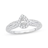 Thumbnail Image 0 of Pear-Shaped Diamond Halo Twist Shank Engagement Ring 1/2 ct tw 14K White Gold