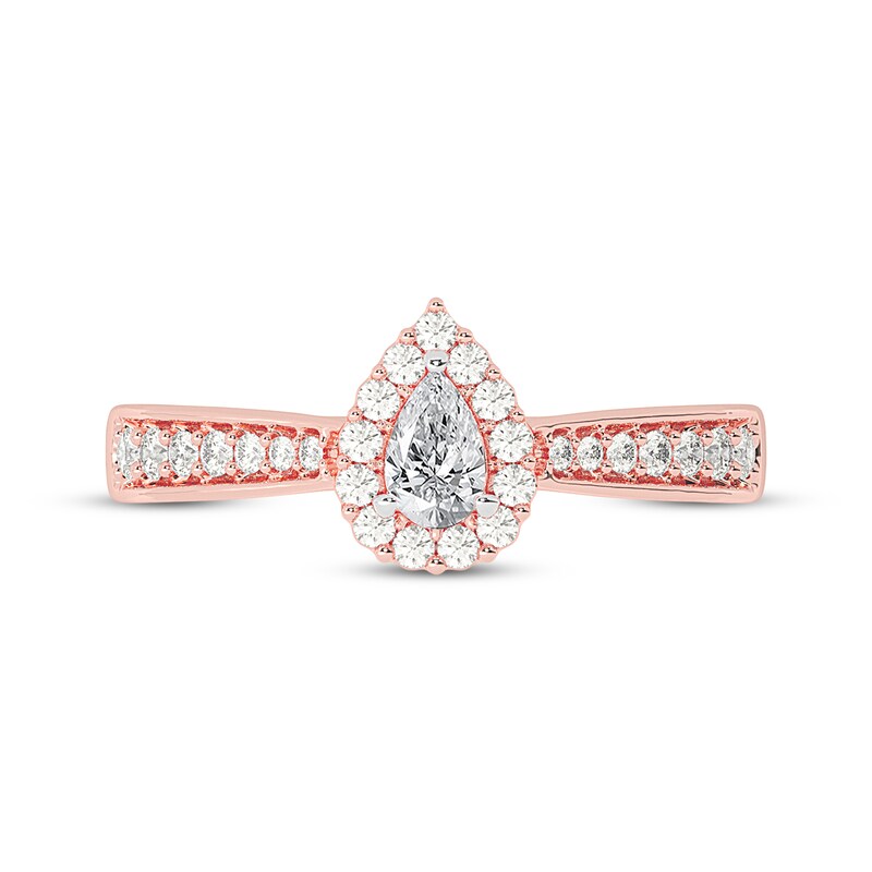 Pear-Shaped Diamond Halo Engagement Ring 1/2 ct tw 14K Rose Gold