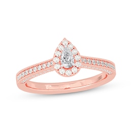 Adore Pear-Shaped Diamond Halo Vintage-Inspired Engagement Ring 1/2 ct tw 14K Rose Gold