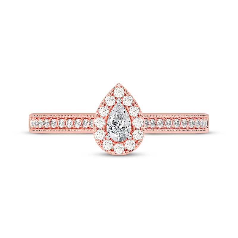 Main Image 3 of Adore Pear-Shaped Diamond Halo Vintage-Inspired Engagement Ring 1/2 ct tw 14K Rose Gold